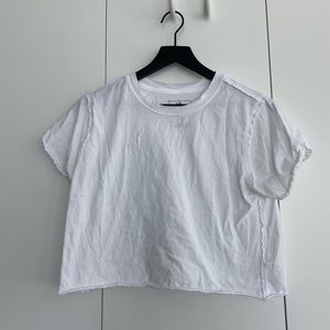 Free People White Cropped T-shirt